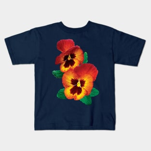 Pansies - Bronze and Yellow Pansies Kids T-Shirt